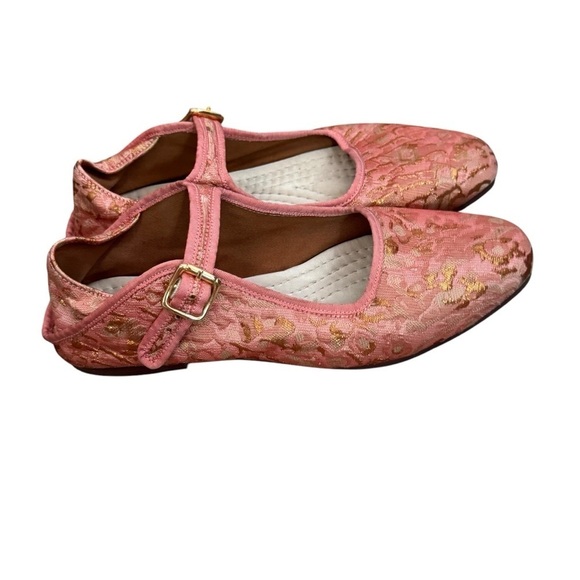 Free People Shoes - Women's Free People Evie Mary Jane Pink Brocade Lace Convertible Flats In Pink